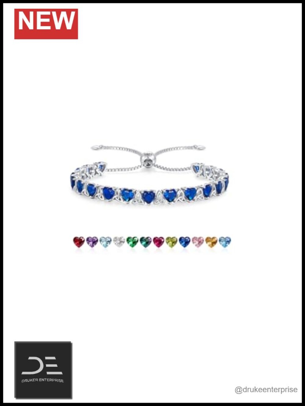 925 Sterling Silver Birthstone Tennis Bracelet, Sapphire, White Gold Plated,